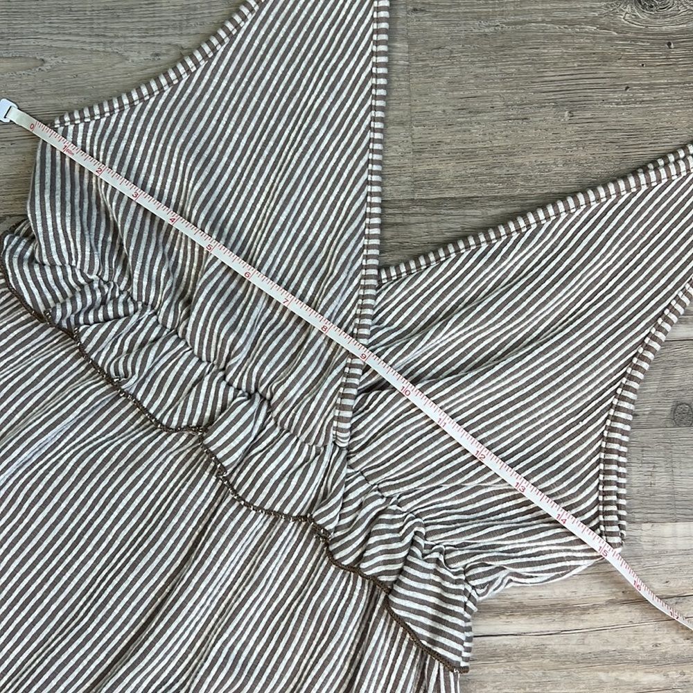 Caution To The Wind Neutral Stripe Ruffle Accent V-Neck Maxi Dress - Picture 9 of 11